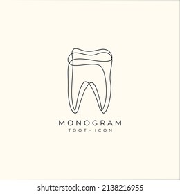 Resumen Monograma logotipo dental con icono dental Plantilla vectorial Premium