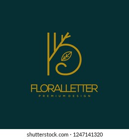 Abstract monogram elegant flower and floral logo icon vector design. Universal creative premium letter BK, KB initials floral signature symbol. Graceful vector sign.