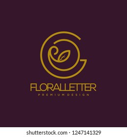 Abstract monogram elegant flower and floral logo icon vector design. Universal creative premium letter OG, GO initials floral signature symbol. Graceful vector sign.