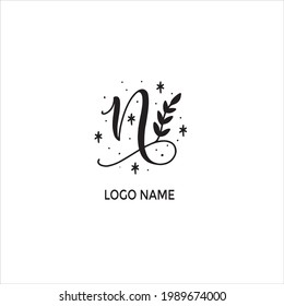 Abstract monogram elegant flower logo icon vector design. Universal creative premium letter N initials ornate signature symbol. Graceful vector sign.