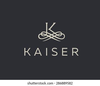 Abstract monogram elegant flower logo icon vector design. Universal creative premium letter K initials ornate signature symbol. Graceful vector sign.