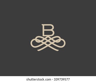 Abstract monogram elegant flower logo icon vector design. Universal creative premium letter B initials ornate signature symbol. Graceful vector sign.