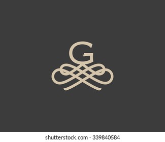 Diseño vectorial del logo de una flor en forma de monograma elegante. Símbolo de firma ornamental de letra creativa universal G. Signo vectorial elegante.