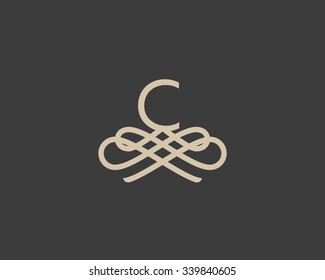 Abstract monogram elegant flower logo icon vector design. Universal creative premium letter C initials ornate signature symbol. Graceful vector sign.