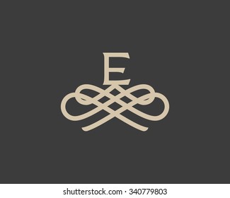 Abstract monogram elegant flower logo icon vector design. Universal creative premium letter E initials ornate signature symbol. Graceful vector sign.