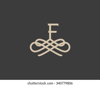 Abstract monogram elegant flower logo icon vector design. Universal creative premium letter F initials ornate signature symbol. Graceful vector sign.