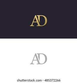 Abstract monogram elegant logo icon vector design. Universal creative premium letters AD initials signature symbol. Vector sign.