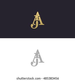 Abstract monogram elegant logo icon vector design. Universal creative premium letters AJ initials signature symbol. Vector sign.