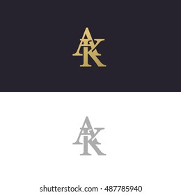 Abstract monogram elegant logo icon vector design. Universal creative premium letters AK initials signature symbol. Vector sign.
