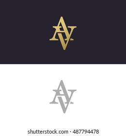 Abstract monogram elegant logo icon vector design. Universal creative premium letters AV initials signature symbol. Vector sign.