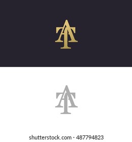 Abstract monogram elegant logo icon vector design. Universal creative premium letters AT initials signature symbol. Vector sign.