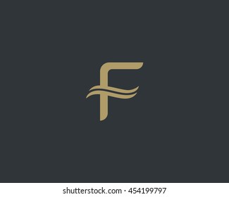 Abstract monogram elegant premium letter F logo design. Creative flow wave font symbol vector logotype