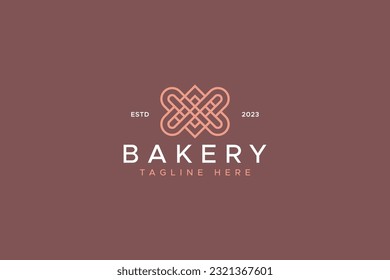 Abstract Monogram Geometric Linear Luxury Logo for Bakery Food and Beverage Restaurant