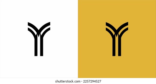 Abstrakter Monogramm-Letter Abjad-Vektorlogo-Vorlage, weißer und gelber Hintergrund