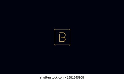 Abstract monogram letter B line art logo icon inside a square frame 
