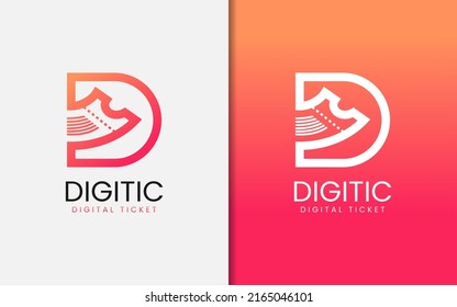 Abstract Monogram Letter D Combined with Voucher As Digital Voucher Logo Design.