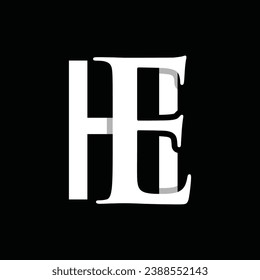 Abstract monogram letter EH logo design template, and marketing logos, isolated on black background