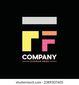 Resumen de la letra del monograma plantilla de diseño del logotipo FF y logotipos de marketing, plantilla de ilustración gráfica de elemento