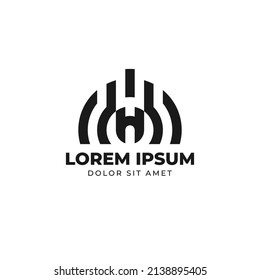 abstract monogram letter H power button vector logo design element