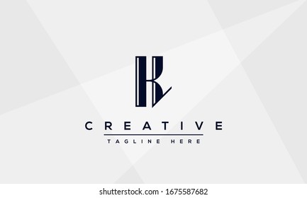 Letra abstracta K Concepto de diseño de icono de logotipo de monograma K. Plantilla de vectores de base inicial creativa k kk minimalista. Símbolo gráfico de alfabeto para identidad de empresa corporativa