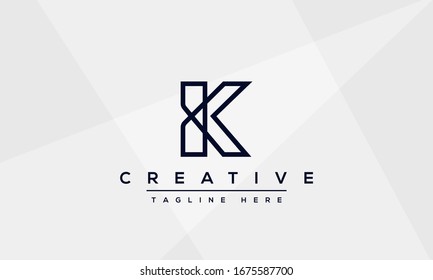 Letra abstracta K Concepto de diseño de icono de logotipo de monograma K. Plantilla de vectores de base inicial creativa k kk minimalista. Símbolo gráfico de alfabeto para identidad de empresa corporativa