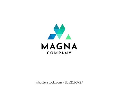 Abstract monogram letter M business and technology logo design vector inspiration.