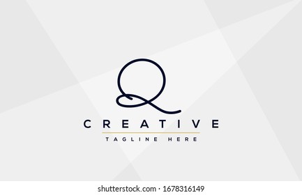 Diseño del icono del logotipo Q de la letra monograma abstracta. Plantilla de vector creativa basada en Q QQ minimalista.