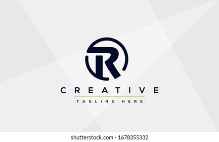 Diseño del icono del logotipo de la letra monográfica R. Plantilla de vector inicial creativa de R RR minimalista.