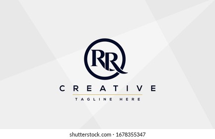 Diseño del icono del logotipo de la letra monográfica R. Plantilla de vector inicial creativa de R RR minimalista.
