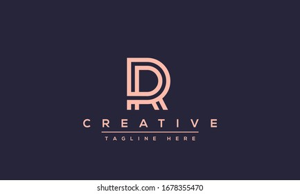 Diseño del icono del logotipo de la letra monográfica R. Plantilla de vector inicial creativa de R RR minimalista.