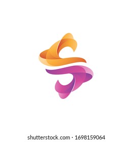 Abstract Monogram Letter S Logo Icon with Modern 3D Gradient Color Style