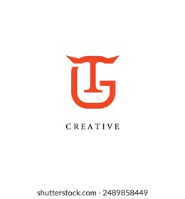 Abstract monogram letter TG or GT for initial logo 