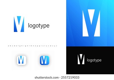 Abstract monogram letter V in negative space style with minimalistic cutout letter design. Perfect for technology, corporate branding, and modern app identity. Clean geometric vector logo