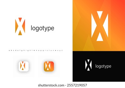 Abstract monogram letter X in negative space style with minimalistic cutout letter design. Perfect for technology, corporate branding, and modern app identity. Clean geometric vector logo