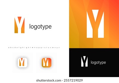 Abstract monogram letter Y in negative space style with minimalistic cutout letter design. Perfect for technology, corporate branding, and modern app identity. Clean geometric vector logo