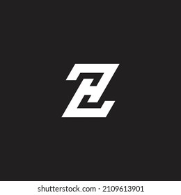 Abstract monogram letter ZH or HZ logo design vector templates in black and white background colors 