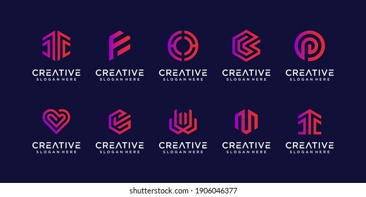 Abstract monogram logo design bundle collection