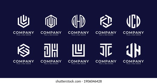 Abstract monogram logo design bundle collection