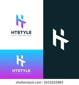 Abstraktes Monogramm Logo Design HT, TH, minimalistisch, modern