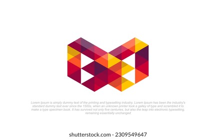 abstract monogram logo initial letter M with geometric triangle mosaic style