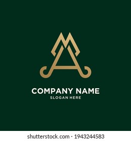 Abstract monogram logo a letter design set, in gold color