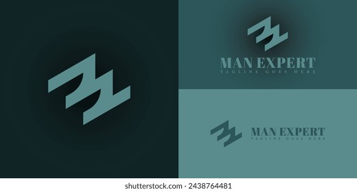 The abstract monogram logo letter ME or EM in soft green is isolated on multiple background colors. Abstract letter ME or EM logo applied for the brand of men's hair salons logo inspiration template