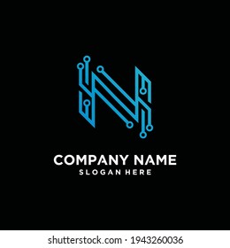 Resumen logotipo en monograma N conjunto de letras en color oro Premium