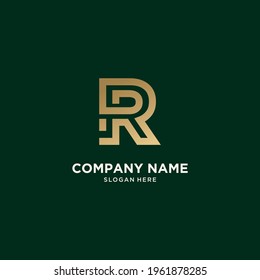 Abstract monogram logo r letter design set, in gold color
