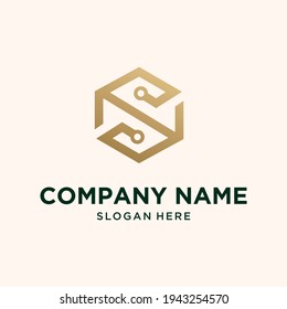 Resumen logotipo de monograma S conjunto de diseño de letras en color dorado Premium