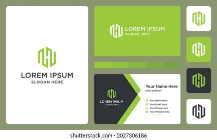abstract monogram logo shape with letter H. icon for business, buildings, real estate, buildings, simple. Premium Vectors. business card.	