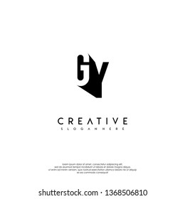 abstract monogram in the shadow, GY logo letters design concept
