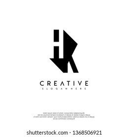 abstract monogram in the shadow, HK logo letters design concept
