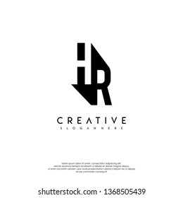 abstract monogram in the shadow, HR logo letters design concept