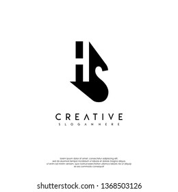 abstract monogram in the shadow, HS logo letters design concept